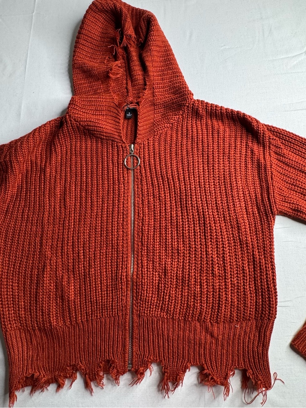 Love Tree Rust Distressed Zip Hoodie Sweater